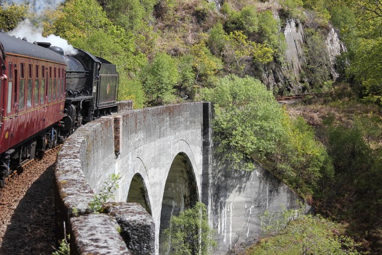 Pociągi w Szkocji Pociąg na wiadukcie Glenfinnan - West Highland Line w Szkocji