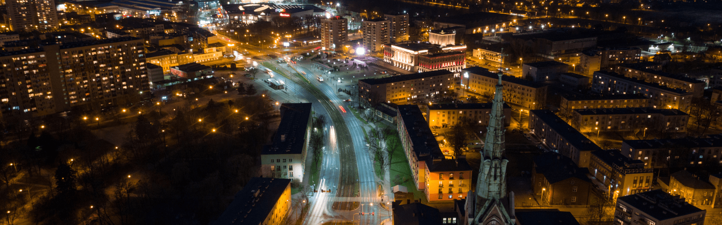 Dąbrowa Górnicza – najpopularniejsze atrakcje turystyczne Panorama miasta nocą