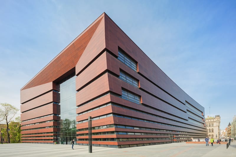 Narodowe Forum Muzyki_Wrocław grafika; widok budynku Narodowego Forum Muzyki
