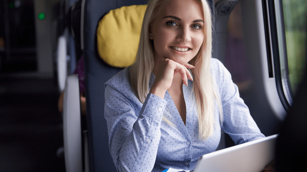 RegioJet kobieta w pociągu regiojet