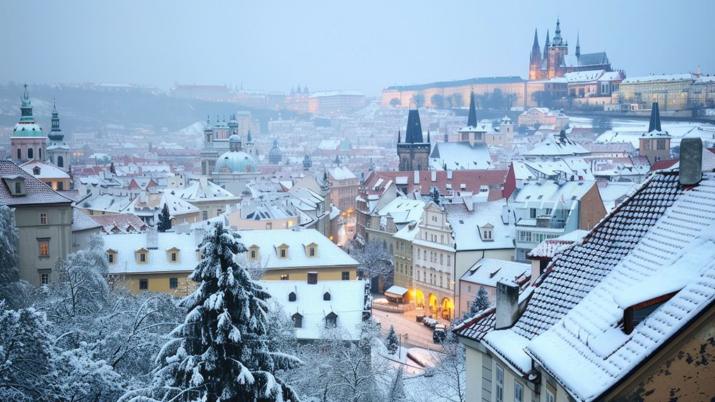 Jarmark bożonarodzeniowy w Pradze Panorama miasta Praga