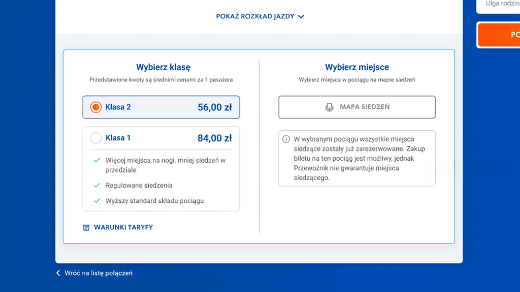 bilet bez gwarancji miejsca do siedzenia wygląd modułu z wyszarzeniem miejsc siedzacych
